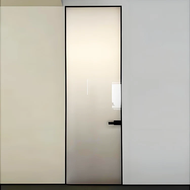 Porta battente in vetro senza telaio